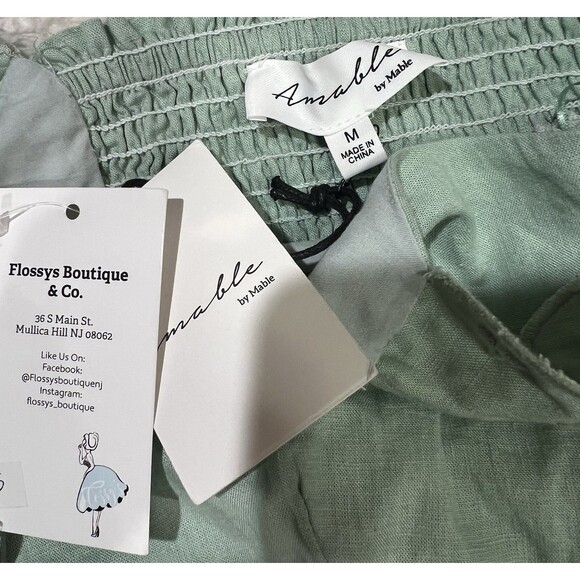 NWT Amable By Mable Anthropologie Green Ribbon Shoulders Mini Dress Size Medium - Picture 6 of 7